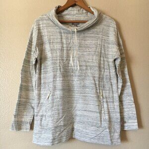 T by Talbots Grey Shirt Mp Cowl Neck Ivory Tunic Pullover Top Zip Pockets